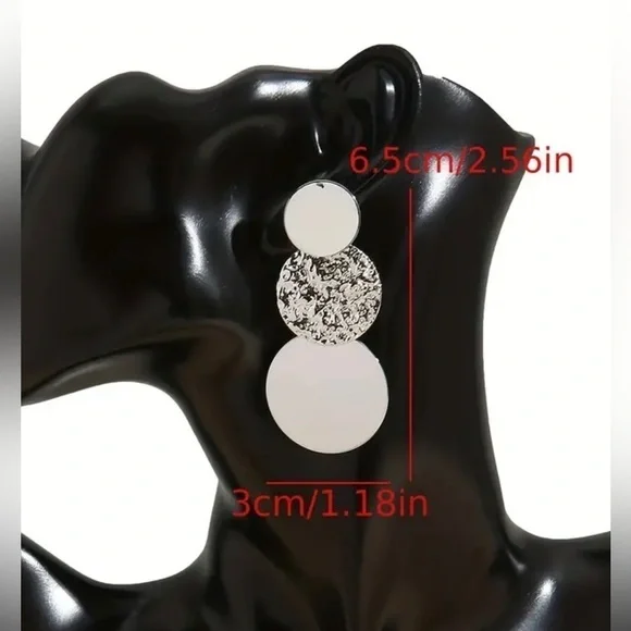 Rose Golden Round Disc Earring - Picture 4 of 4